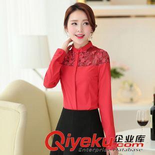 OL襯衫 廠家直銷2015韓版女裝長袖性感蕾絲純棉襯衫一件代發圖片|OL襯衫 廠家直銷2015韓版女裝長袖性感蕾絲純棉襯衫一件代發產品圖片由上海雙虞服飾公司生產提供-