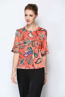 高檔精品,廠家正品重磅真絲襯衫女夏中袖緞面氣質淑女印花絲綢襯衣喇叭袖桑蠶絲上衣