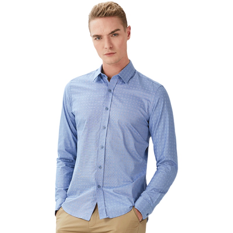 杉杉襯衫男士長袖修身青年純色棉商務休閑全棉免燙襯衣