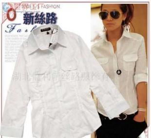 批發韓版李孝利Nanin純色長袖可卷邊為五分袖燕尾襯衣_服裝服飾_世界工廠網中國產品信息庫