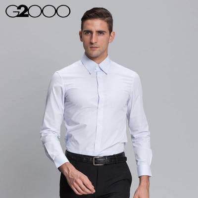 G2000男裝方領(lǐng)純棉男士長袖襯衫商務(wù)正裝休閑百搭襯衣56040507 62淺藍(lán) 05 - 京東