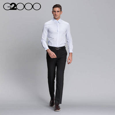G2000男裝方領(lǐng)純棉男士長袖襯衫商務(wù)正裝休閑百搭襯衣56040507 62淺藍(lán) 05 - 京東