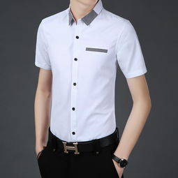2018新款夏季純色翻領(lǐng)短袖男士襯衫s5589