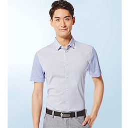 海瀾剪標(biāo) 絲光棉短袖襯衫修身